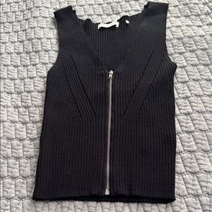 Sandro Black Ribbed Knit Tank Top